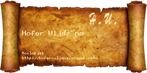 Hofer Uljána névjegykártya
